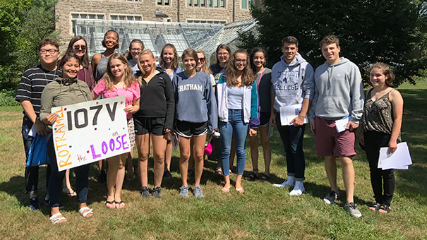 A group of Gender, Sexuality and Intersectionality Studies students on campus. 