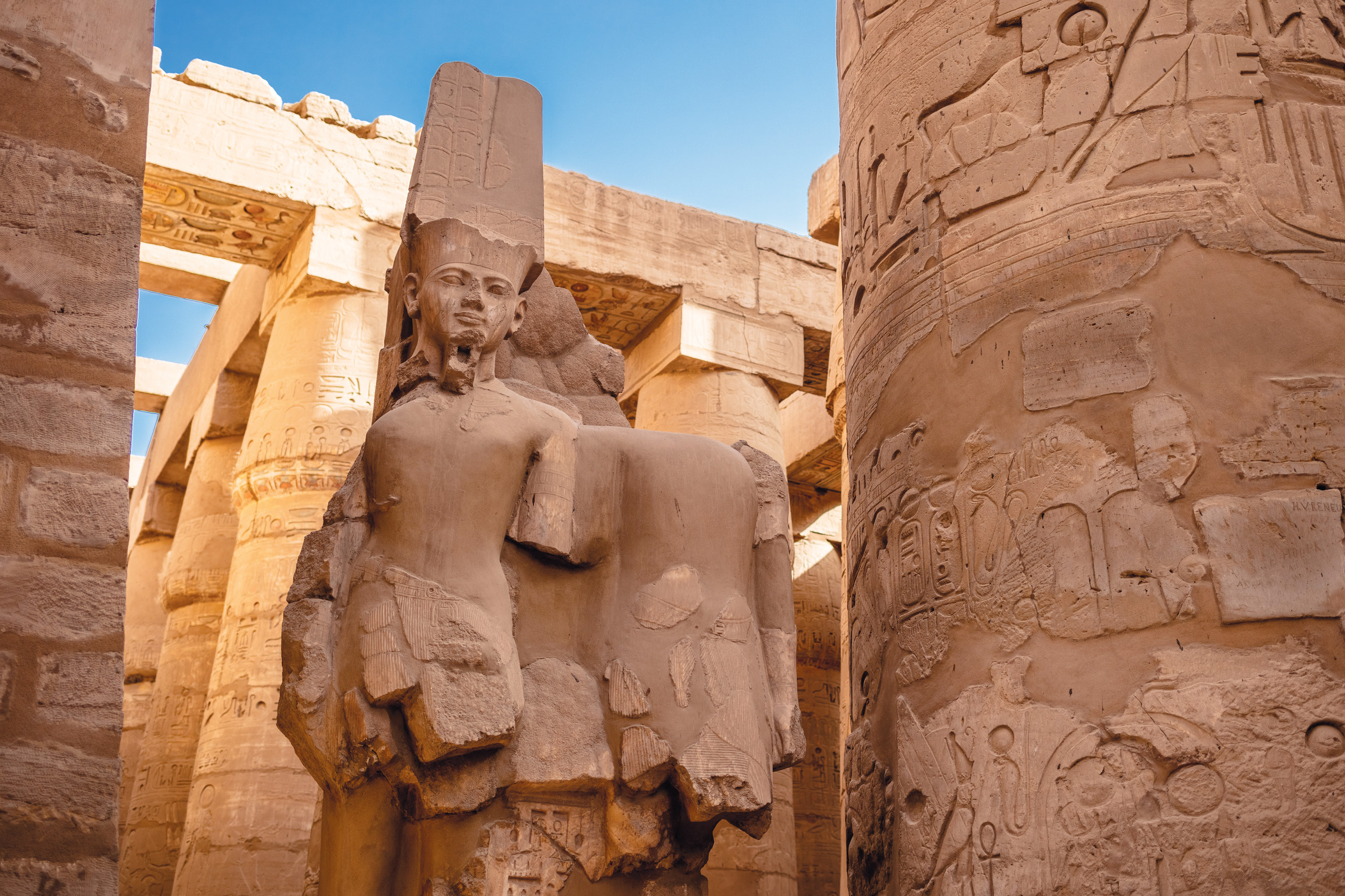 Temple columns in Karnak, Egypt, where Kathryn Bard ’68 did her first excavation work in graduate school in the early 1970s.