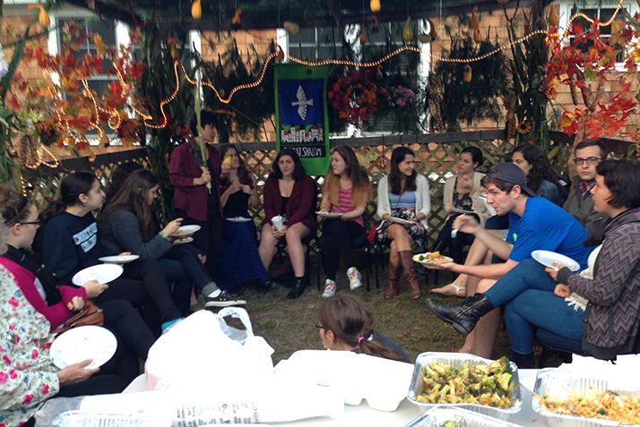 Susan teaching in Sukkah