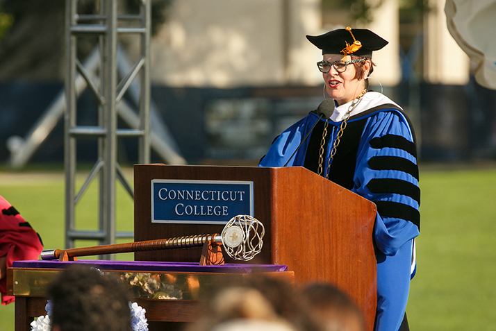 President Katherine Bergeron delivers her remarks. 