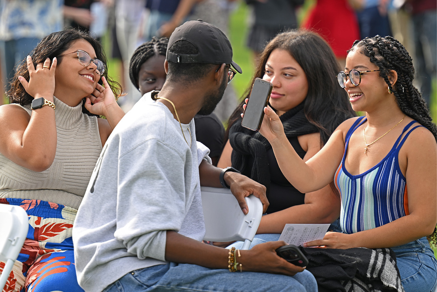 Students talking at Convocation