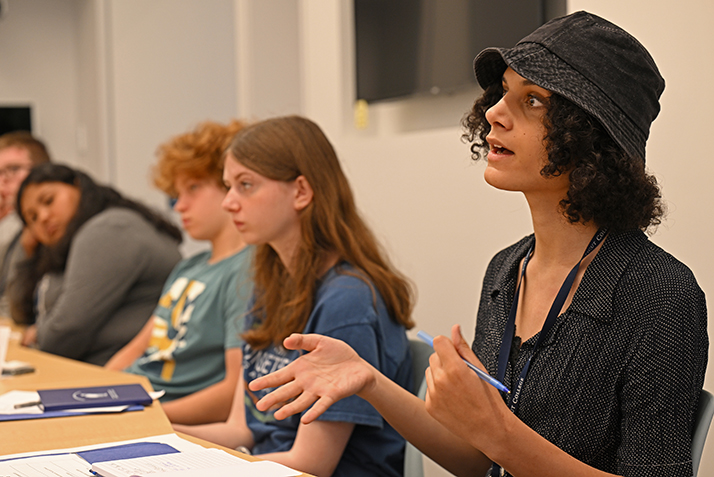 Students in the Global Focus program participate in a discussion.